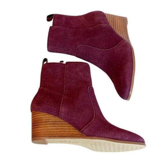Violet & Red Women's Suede Wedge Heel Boot Burgundy Size 6 NWOB - Picture 6 of 8